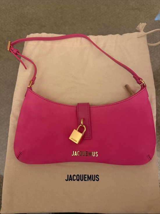 Jacquemus Handbags - Jacquemus Authentic Hot Pink Shoulder Bag with Gold Padlock